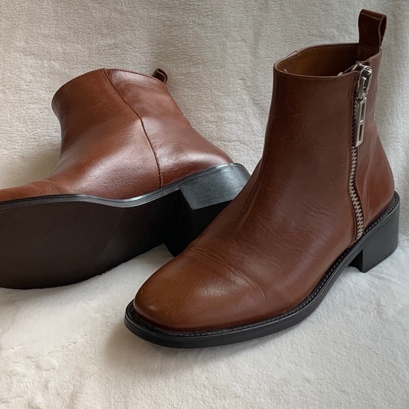 ZARA Men Chelsea Brown Leather Ankle Boots - Picture 8 of 11